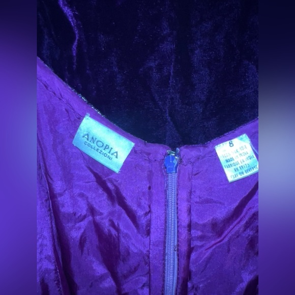 Anopia Collezioni size 8 purple velvet/silk dress - Picture 2 of 5